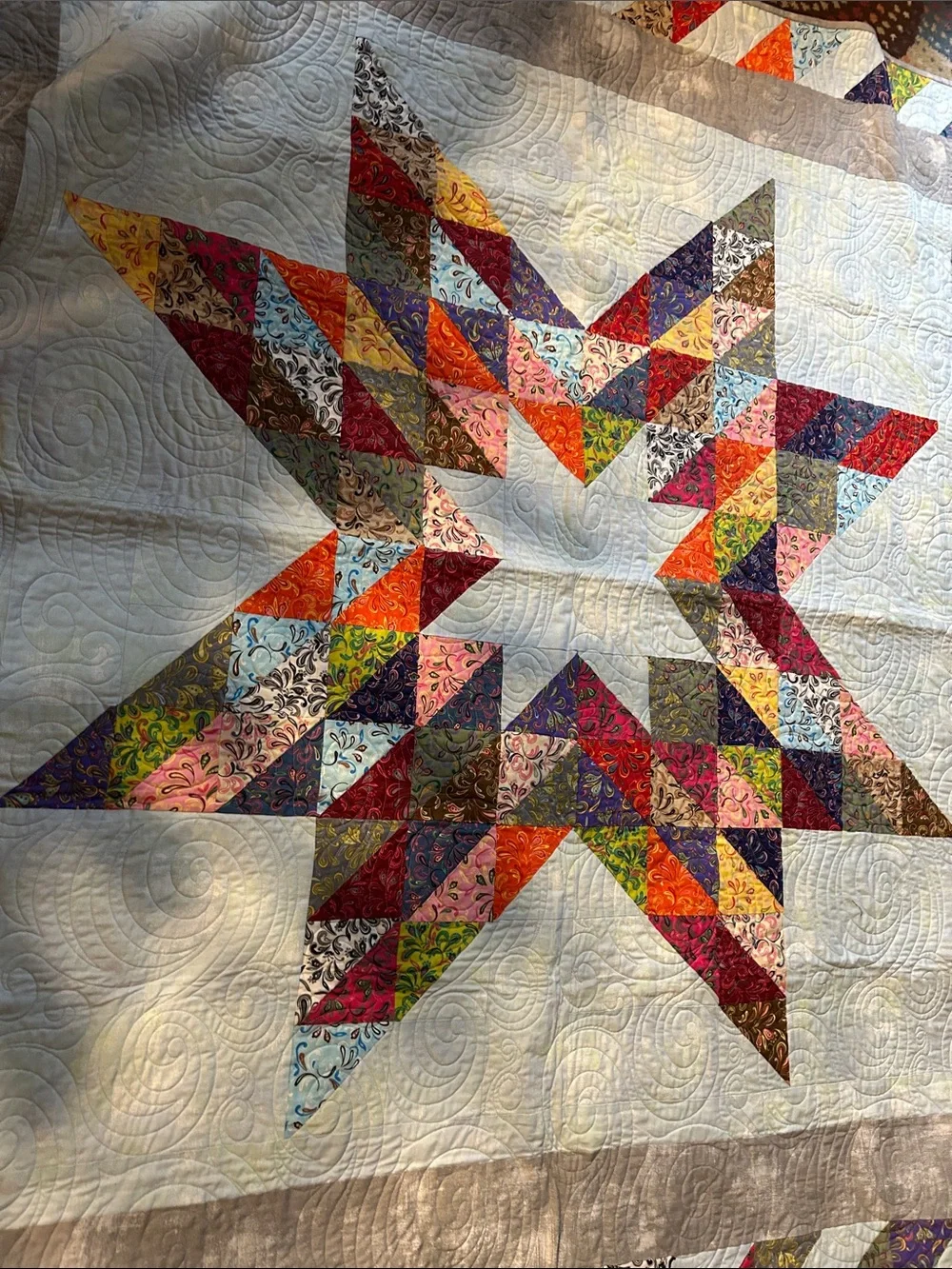 ONE OF A KIND - HAND RAFTED Starburst Quilt - Multicolor